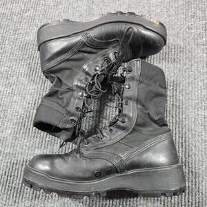 Wellco Boots Unisex Size 7.5 Black Leather Combat Mid-Calf Workwear Rubber Sole